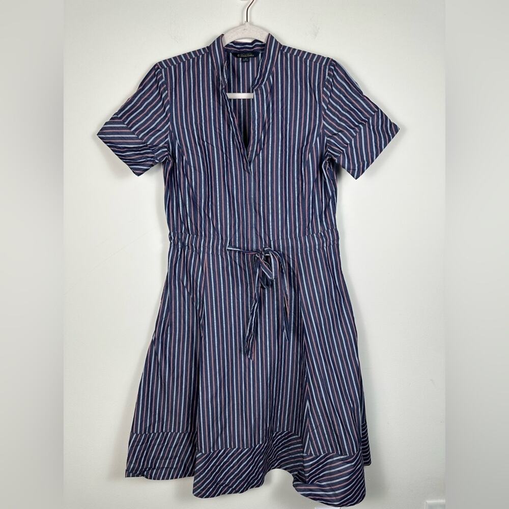 Brooks Brothers Navy Striped Short-Sleeve Shirtwaist Dress